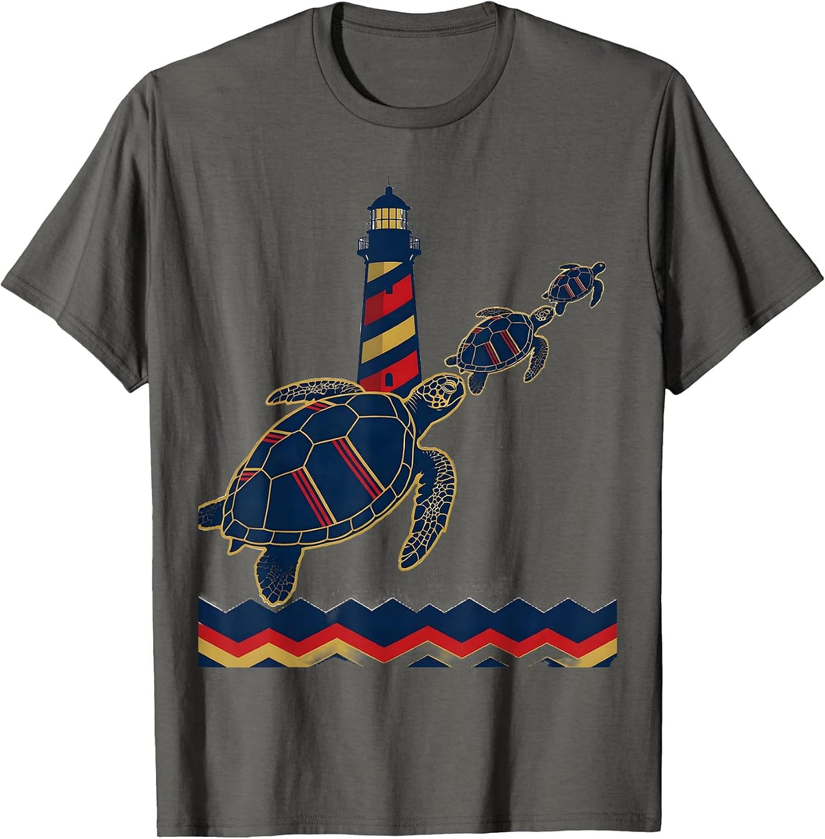 Men's Sea Turtle Silhouettes Tropical Vacation Souvenir Sports T-Shirt - Asphalt Grey