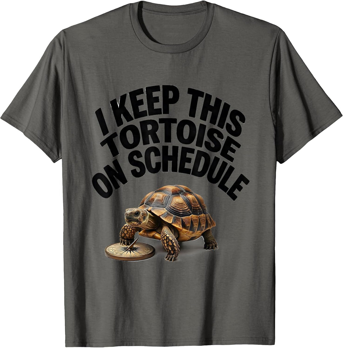 Men's I Keep This Tortoise On Schedule Funny Tortoise Lover Gift T-Shirt - Asphalt Grey