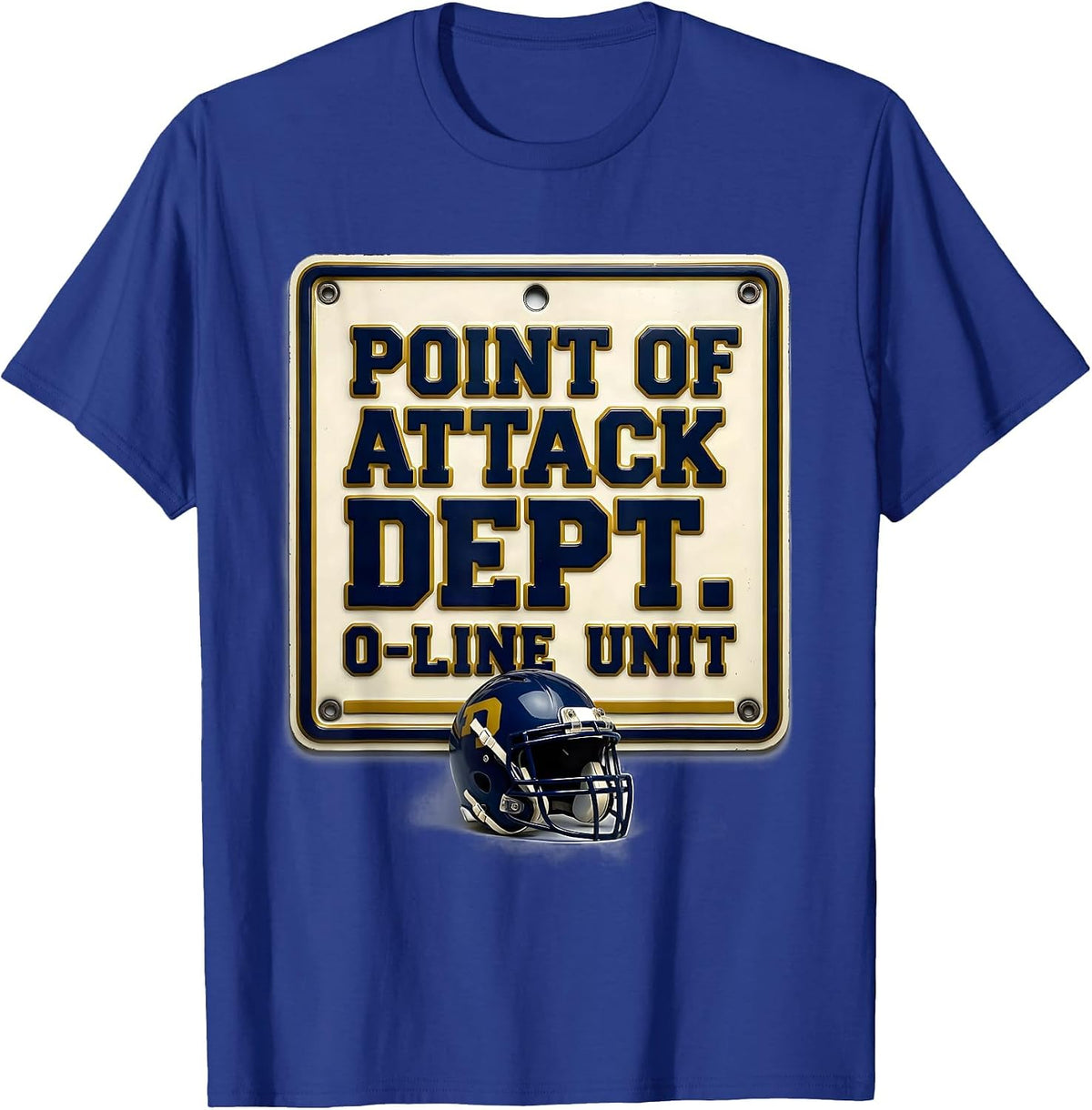 Men's Point Of Attack Dept. O-Line Unit Funny Football Lineman T-Shirt - Royal Blue