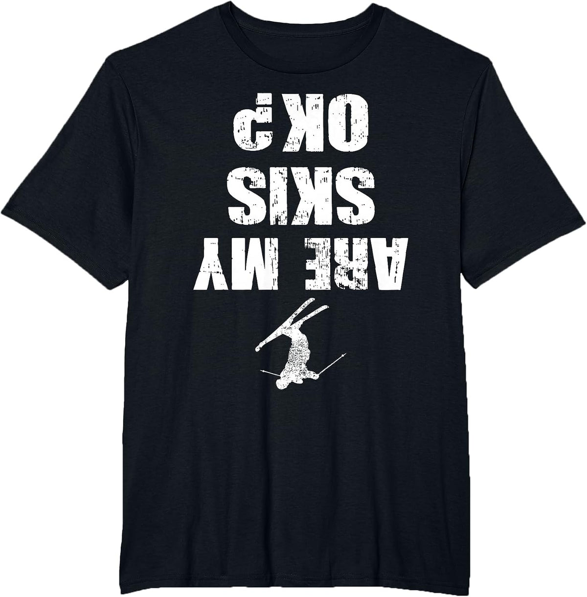 Funny Ski Tee Distressed Skiing Winter Sports Ski Lover T-Shirt - Black