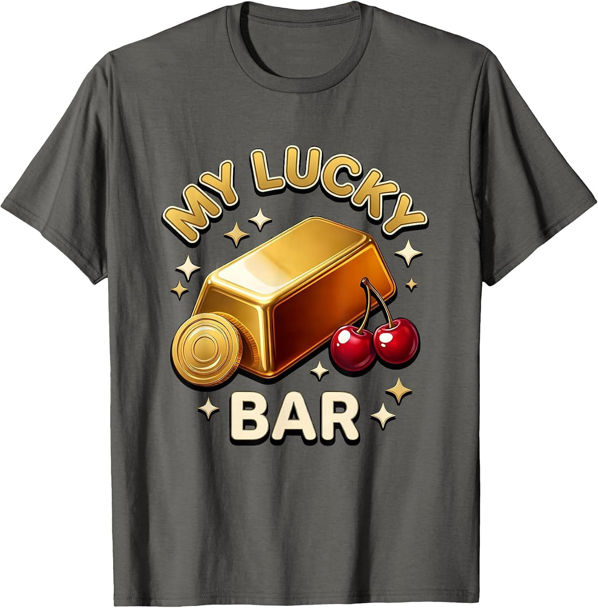 Men's MY LUCKY BAR 3D Slot Machine Casino Player Casino Trip T-Shirt - Asphalt Grey