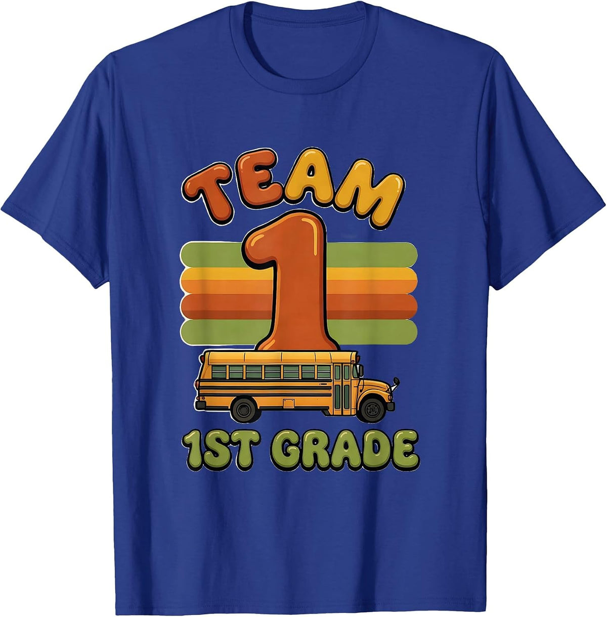 Team 1st Grade Retro 70s First Day Of School Kids Humor T-Shirt - Royal Blue