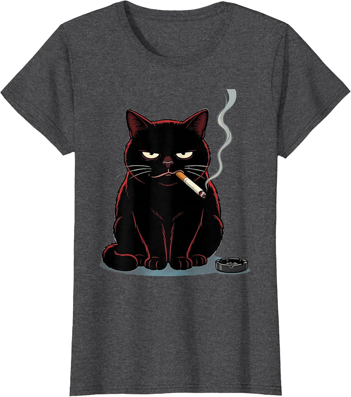 Women's Smoking Cat Meme Funny Cigarette Kitten Crude Humor T-Shirt - Dark Heather Grey