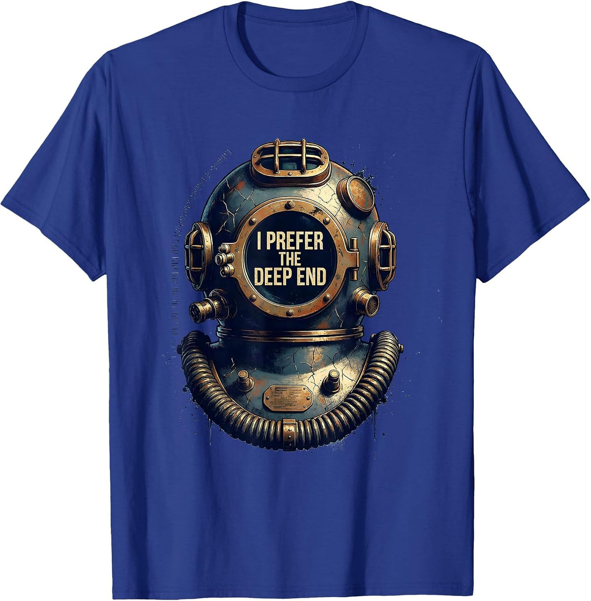 Men's I Prefer The Deep End Distressed Scuba Diving Diver Humor T-Shirt - Royal Blue