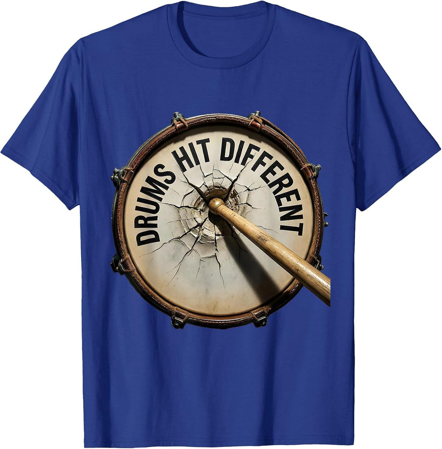 Drums Hit Different Rock Band Music Design T-Shirt - Royal Blue
