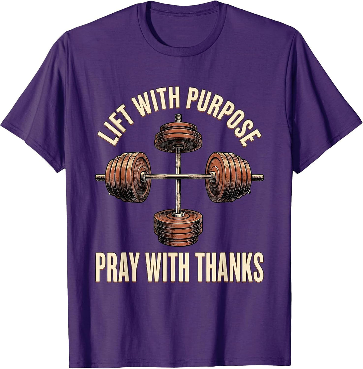Lift With Purpose Pray With Thanks Vintage Christian Gym T-Shirt - Purple