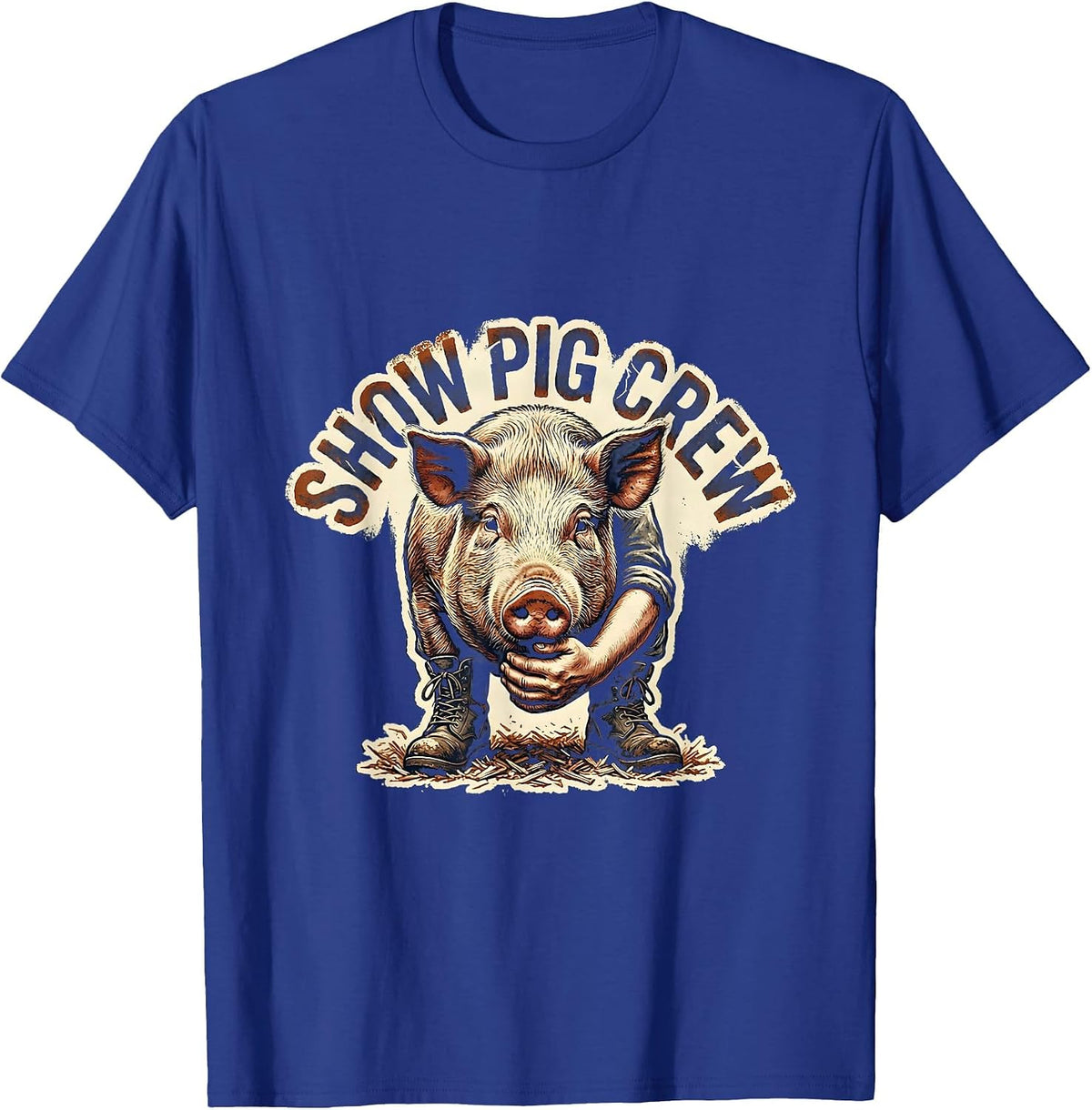 Show Pig Crew Funny Farm Animal Lover Youth Livestock Show T-Shirt - Royal Blue