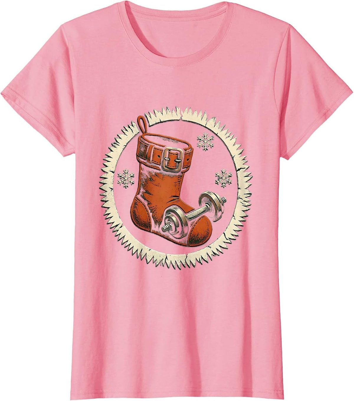 Women's Christmas Stocking Lifting Belt Gym Humor Fitness Gift T-Shirt - Pink
