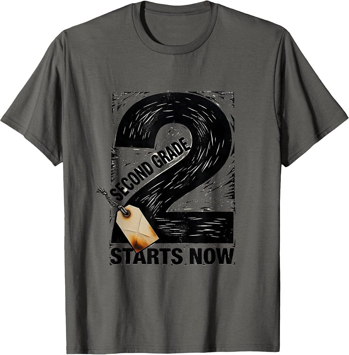 Second Grade Starts Now Cute Kids First Day School T-Shirt - Asphalt Grey