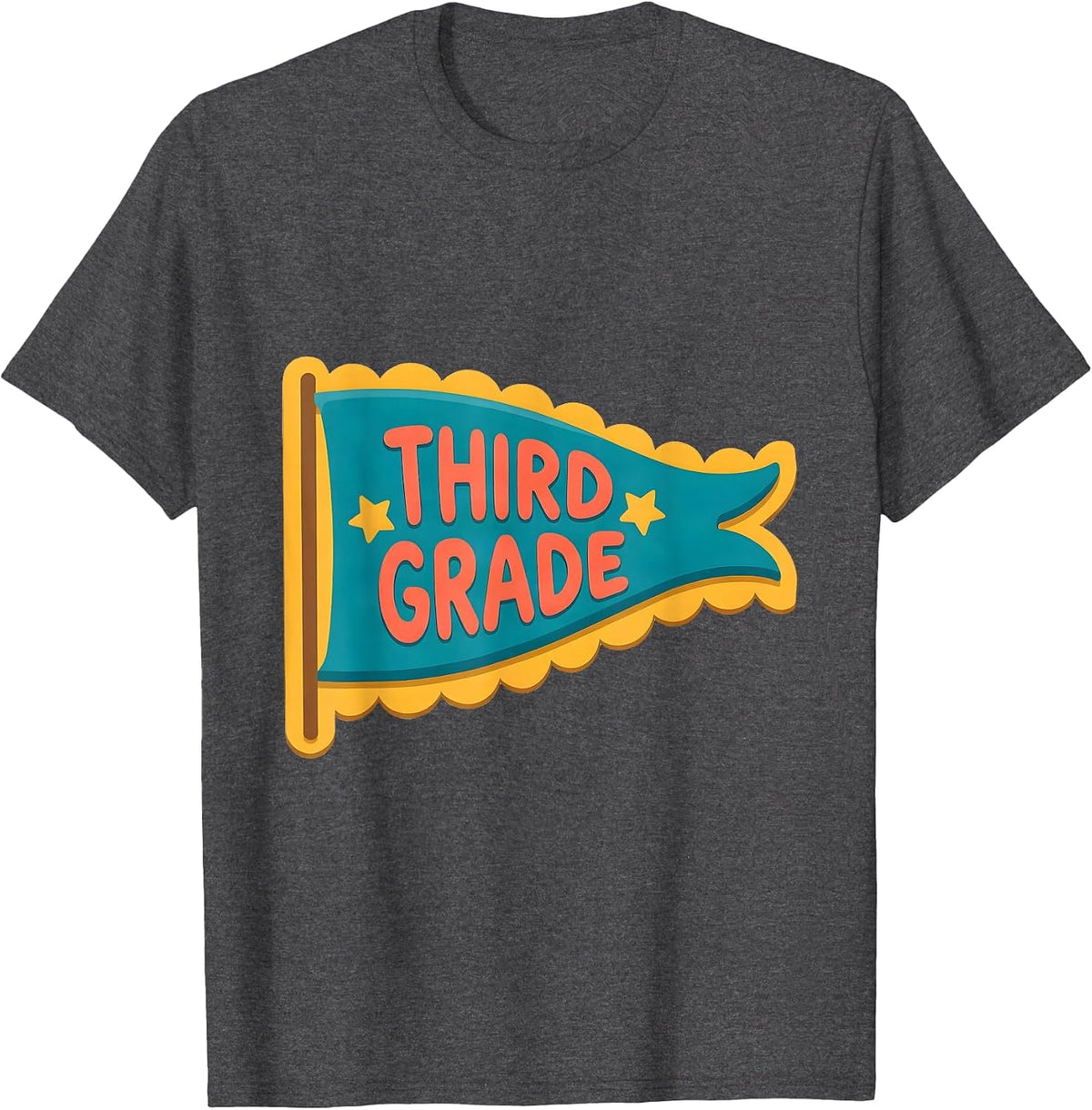 Men's Third Grade Flat Vector Pennant Back To School Girl T-Shirt - Dark Heather Grey