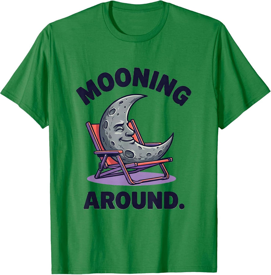 Men's Mooning Around Funny Space Astronomy Humor STEM Enthusiast T-Shirt - Kelly Green