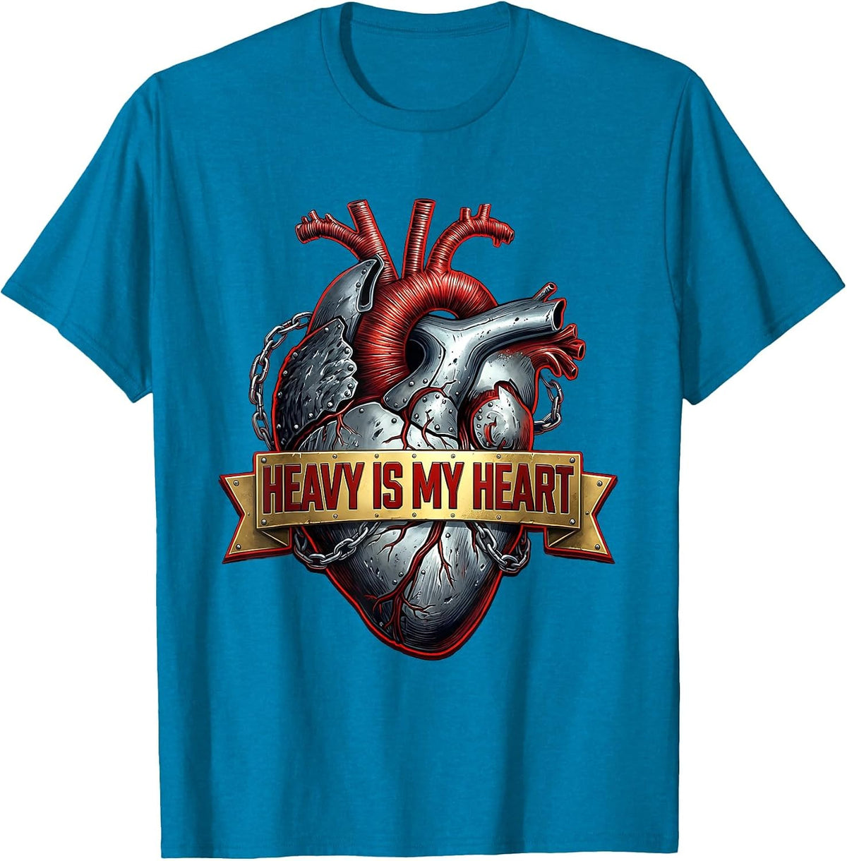 Heavy Is My Heart Heavy Metal Graphic Design T-Shirt - Sapphire Blue