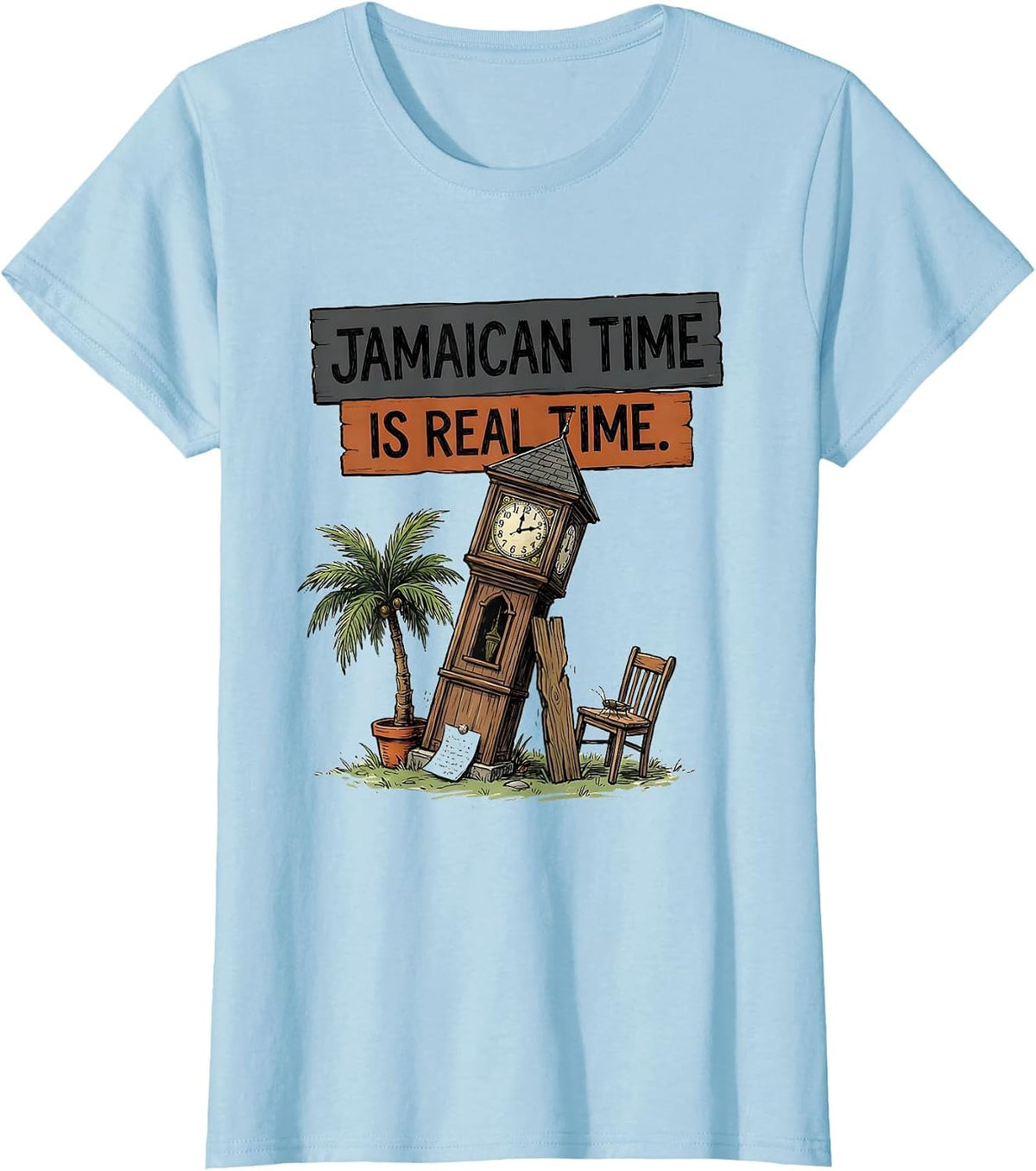 Jamaican Time Is Real Time Vintage Jamaica National Pride T-Shirt - Baby Blue