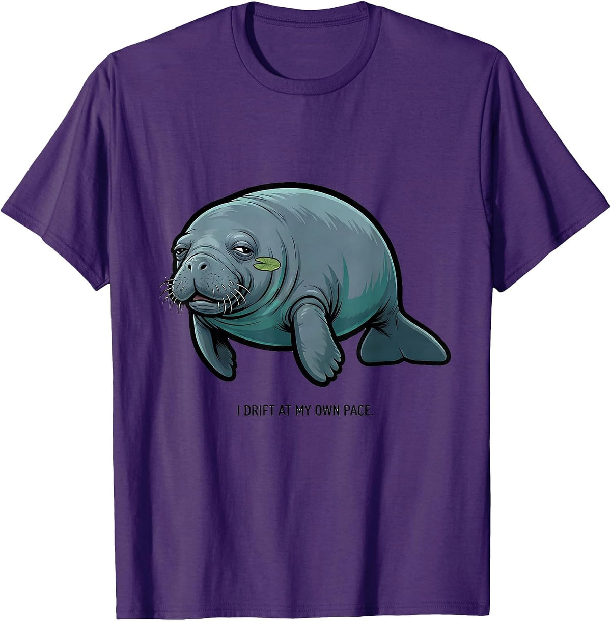 I Drift At My Own Pace Funny Manatee Sea Animal Lover T-Shirt - Purple