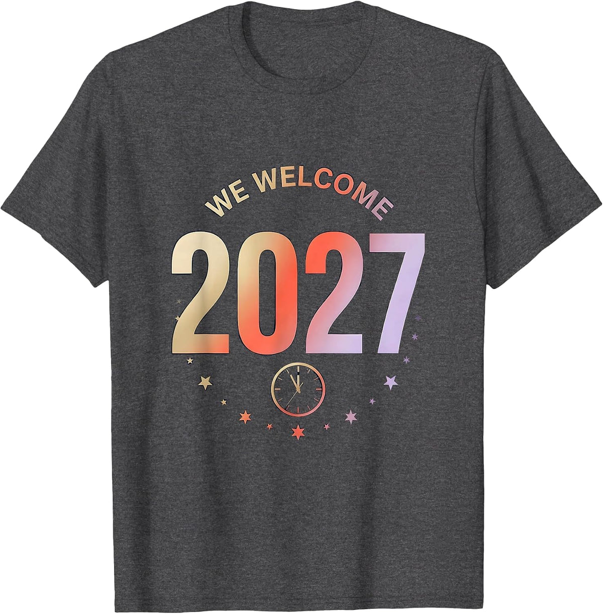 Men's We Welcome 2027 Gradient Family Matching New Years Eve Party T-Shirt - Dark Heather Grey