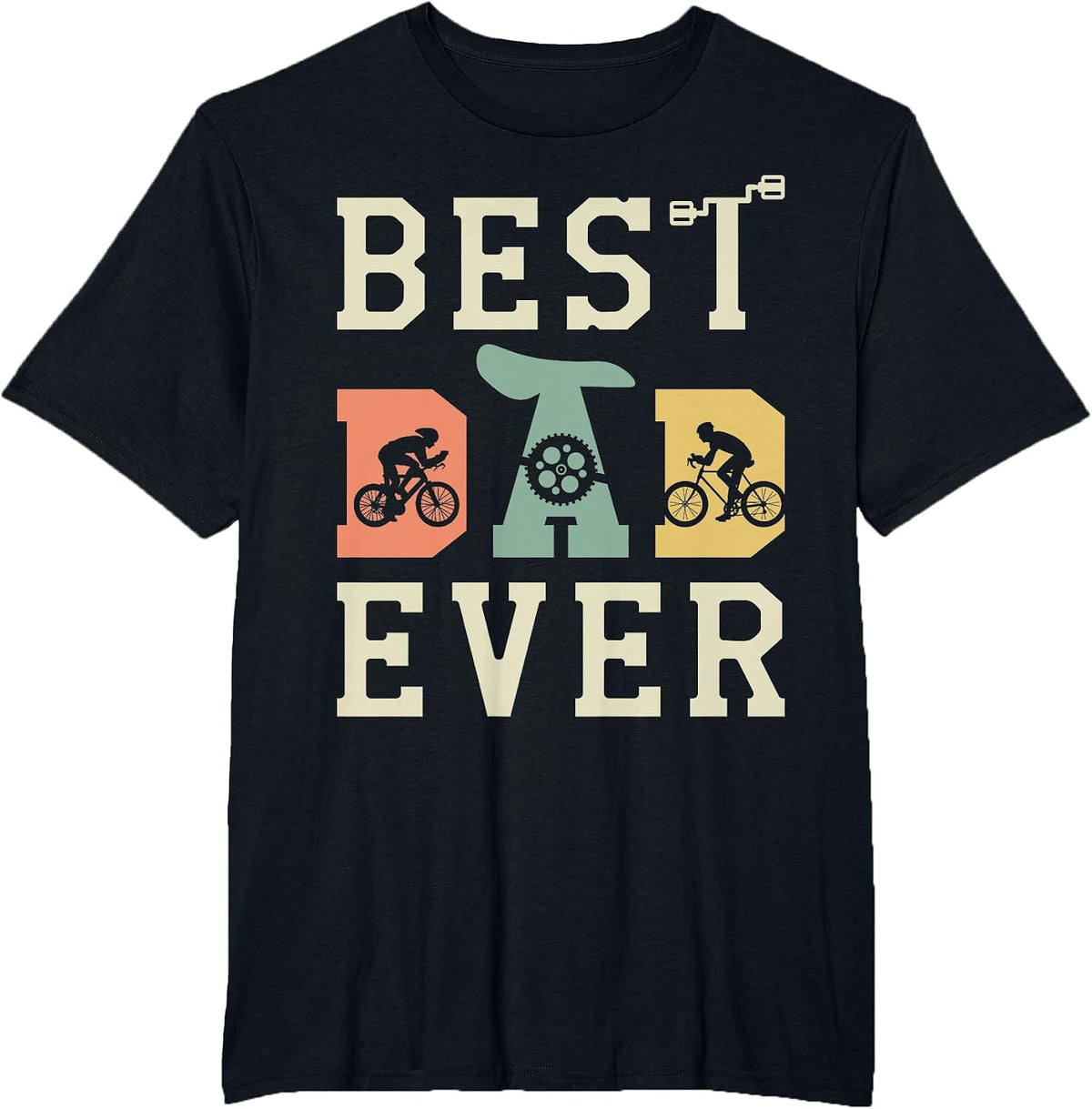 Best Dad Ever Bicycle Mountain Biking Cyclist Bike Racing T-Shirt - Black