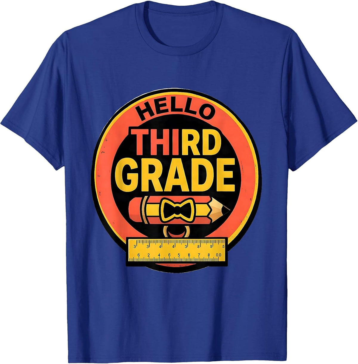 Hello, Third Grade Cute Coquette Bow Back to School T-Shirt - Royal Blue
