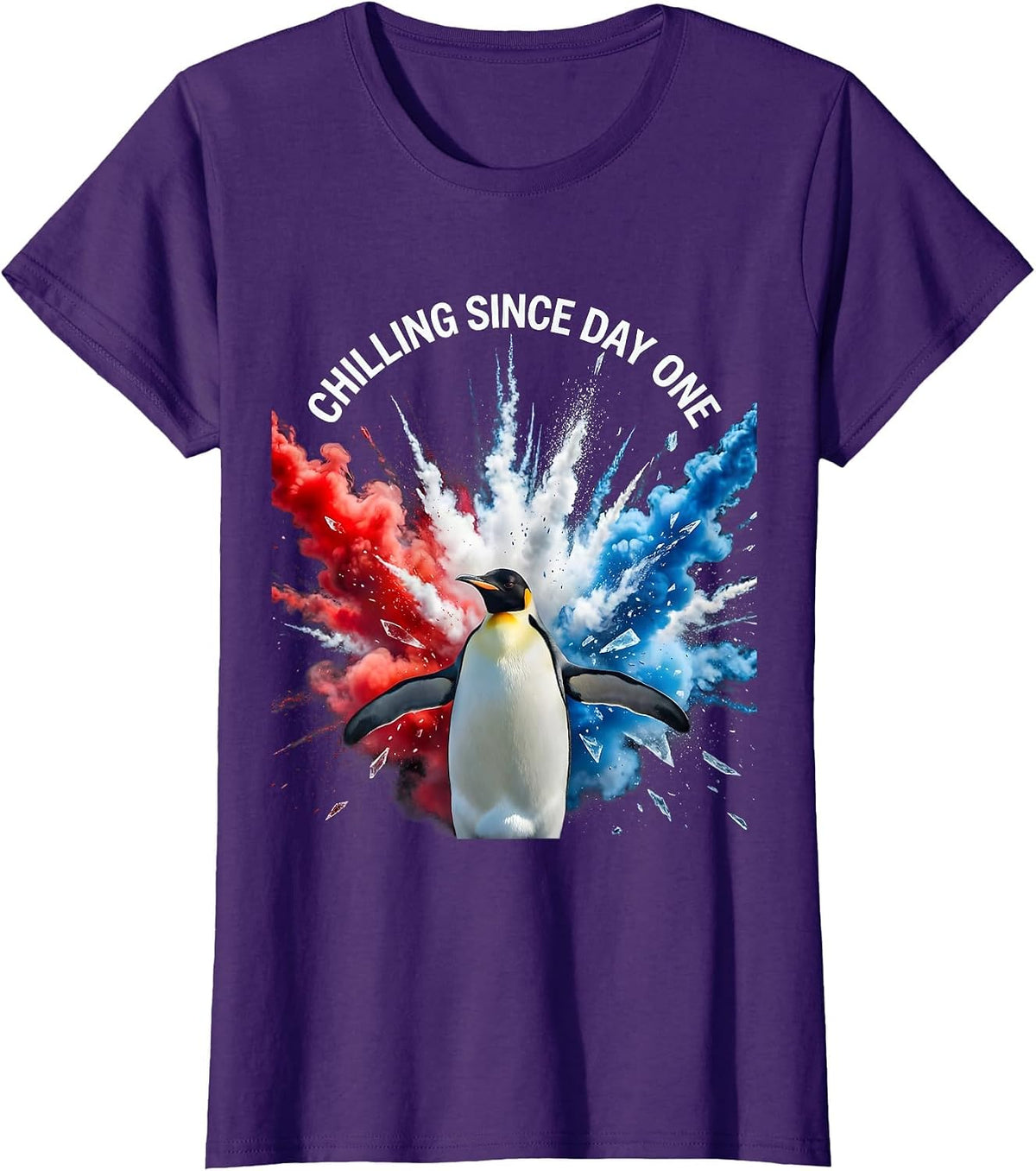 Chilling Since Day One Penguin Graphic Design T-Shirt - Purple