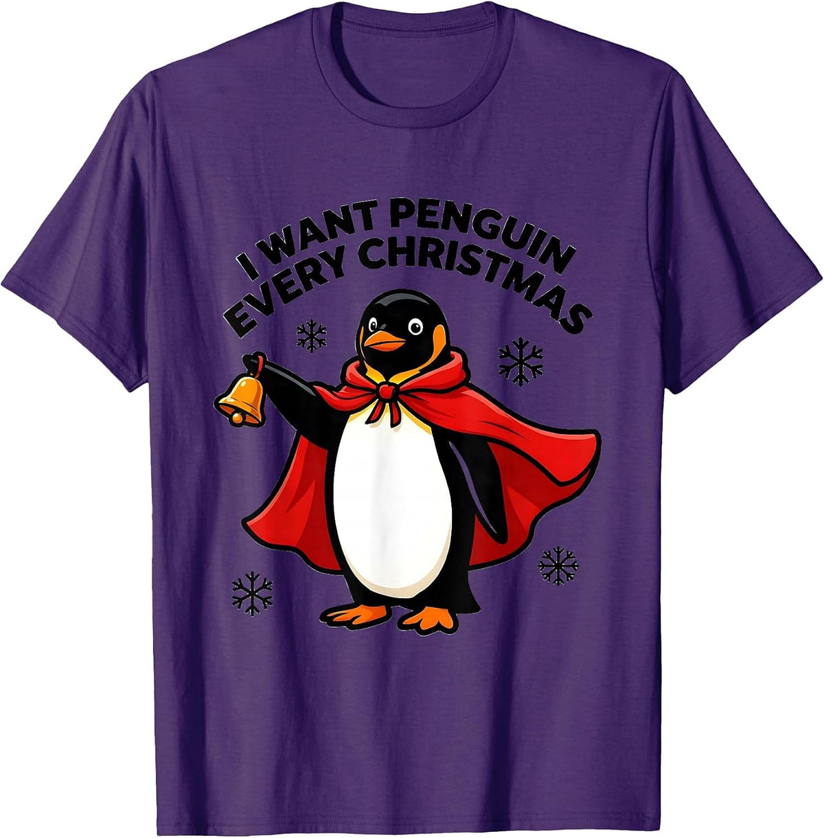 Men's I Want Penguin Every Christmas Funny Penguin Lover Christmas T-Shirt - Purple