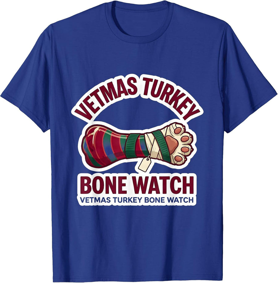 Vetmas Turkey Bone Watch Funny Vet Tech Christmas T-Shirt - Royal Blue