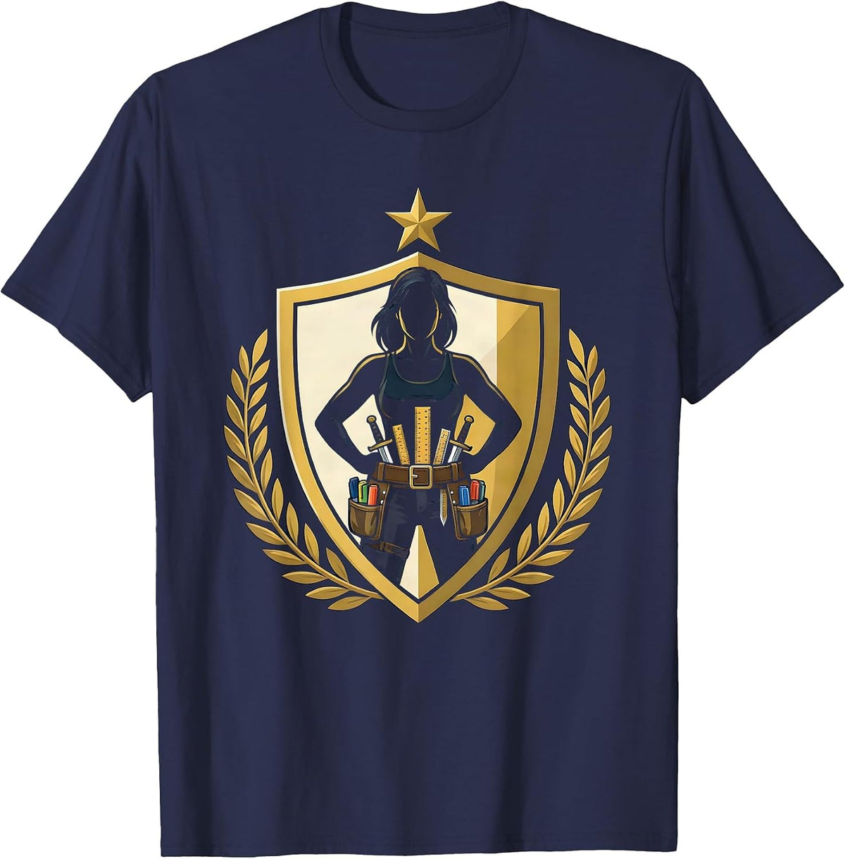 Paraprofessional Toolbelt Illustration Design T-Shirt - Navy Blue
