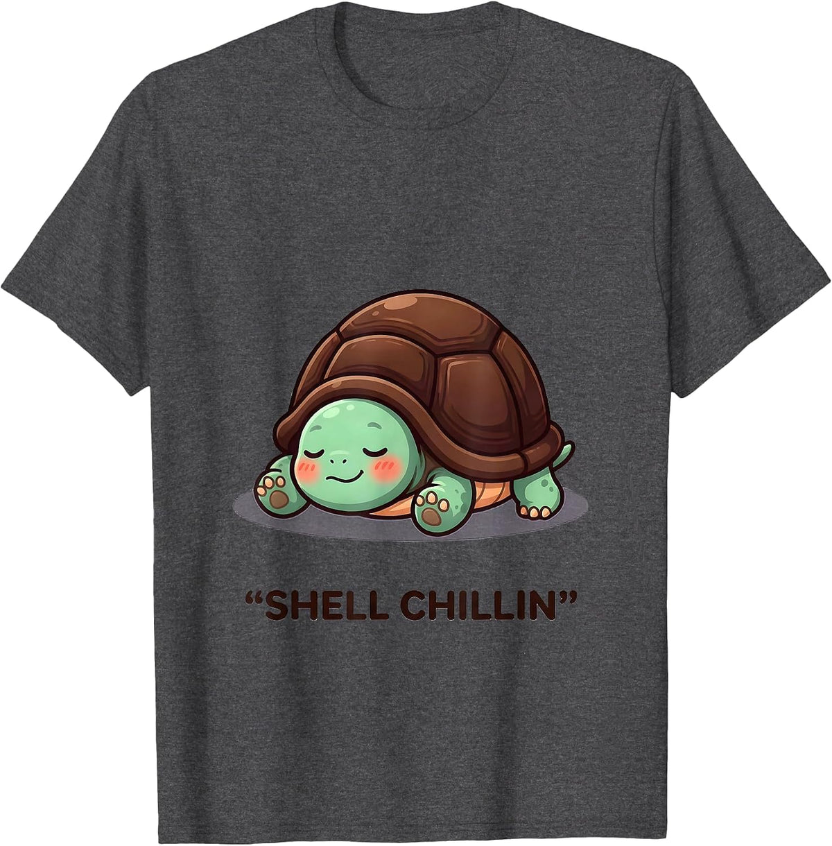 Shell Chillin' Cute Kawaii Turtle Lover Pet Parent Humor T-Shirt - Dark Heather Grey