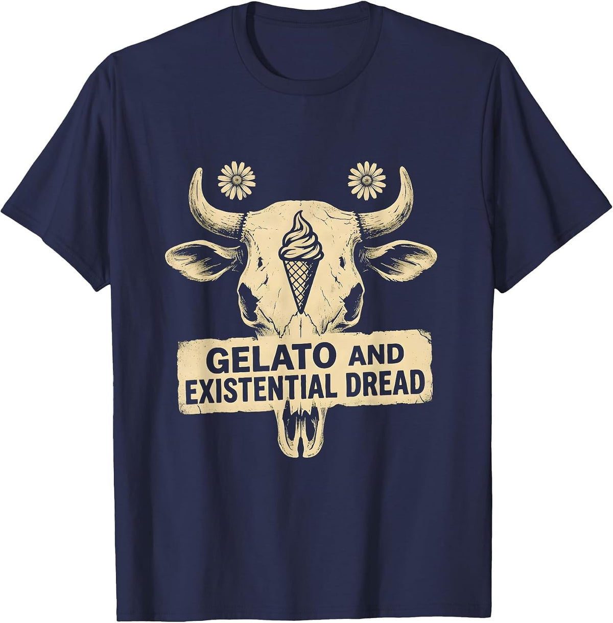 Gelato and Existential Dread Italian Brainrot T-Shirt - Navy Blue