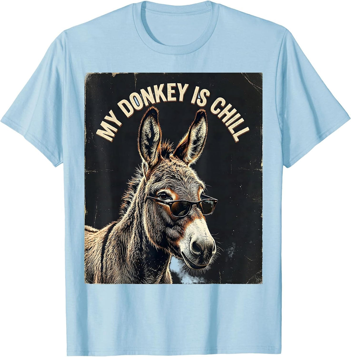 Men's My Donkey Is Chill Vintage Funny Animal Lover Humor T-Shirt - Baby Blue