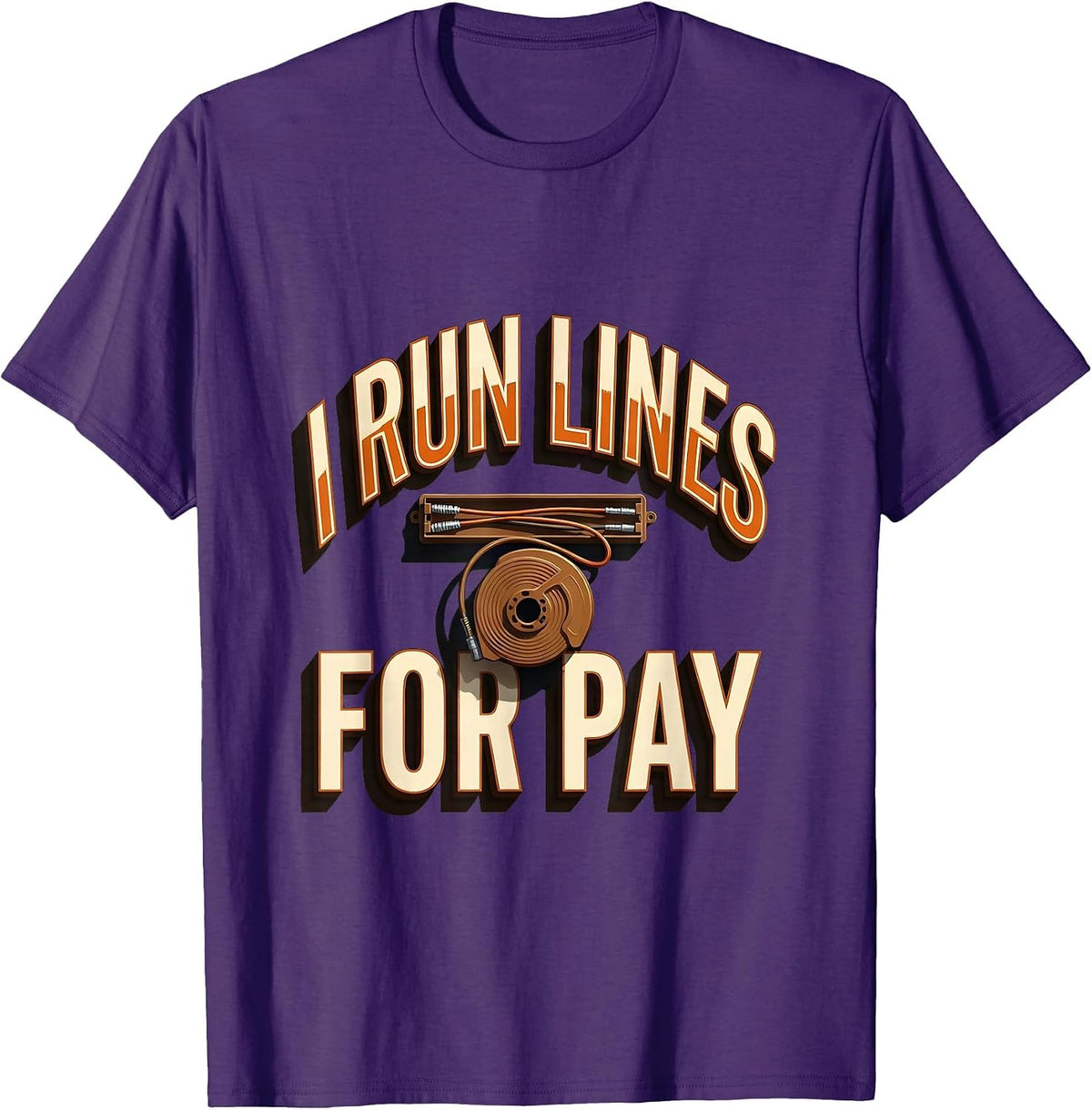 Men's I Run Lines For Pay Funny Electrician Lineman Gift T-Shirt - Purple
