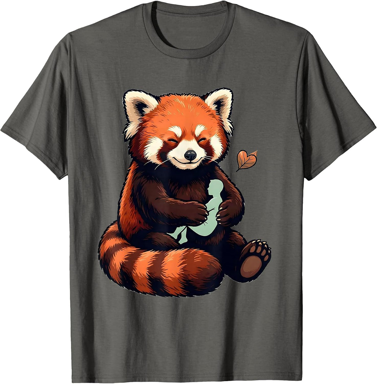Plush Red Panda Cute Kawaii Animal Lover Gift T-Shirt - Asphalt Grey