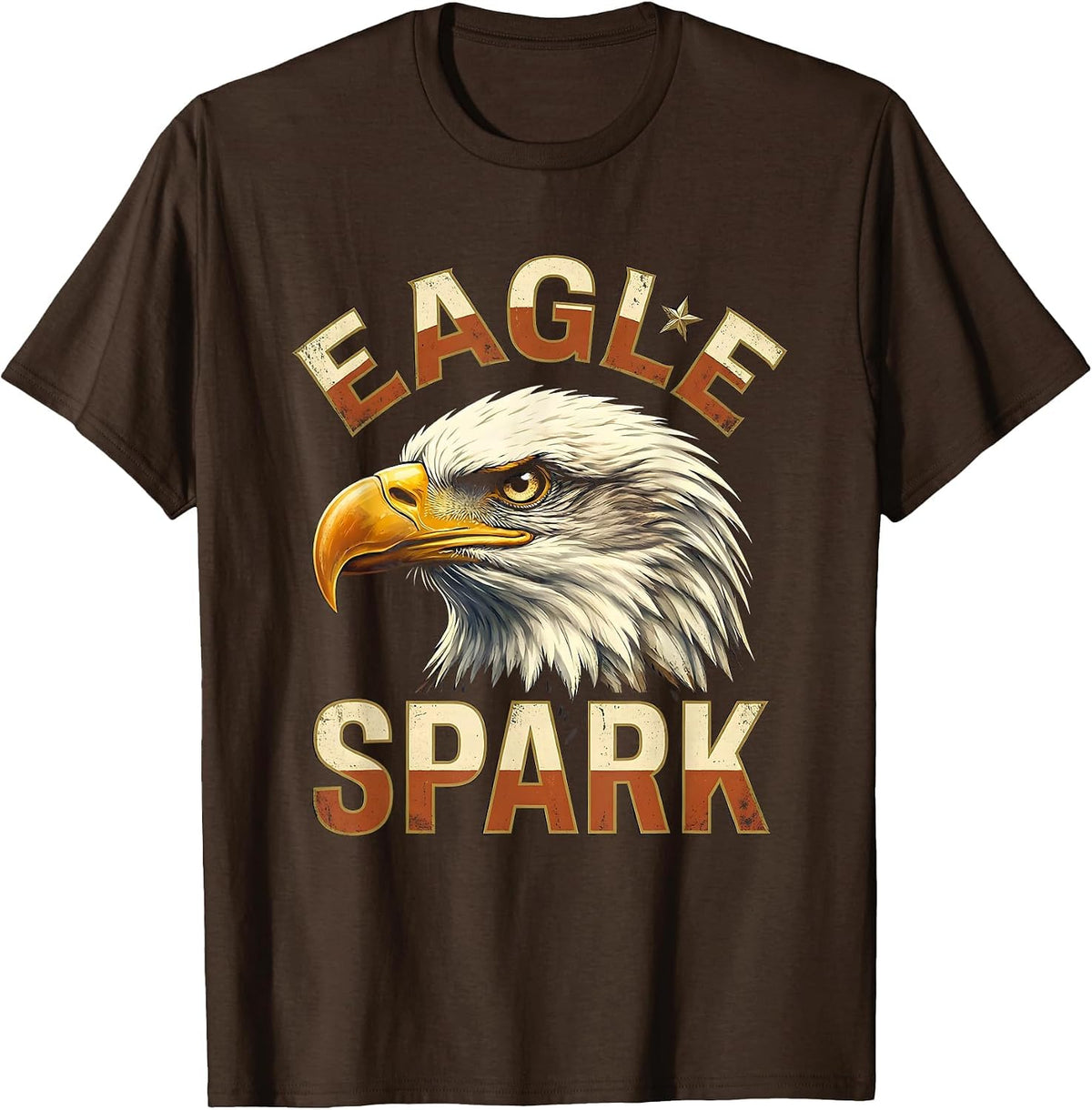 Men's Eagle Spark Vintage Bald Eagle Mascot Fan Pride Family T-Shirt - Brown