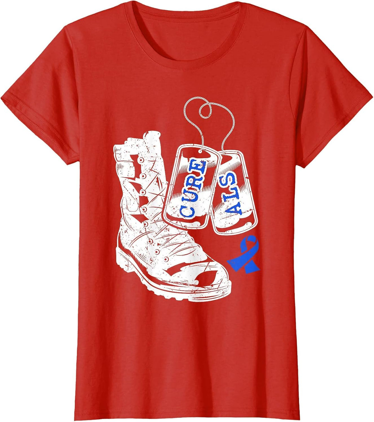 ALS Awareness Proud Military Family Veteran Memorial Day T-Shirt - Red