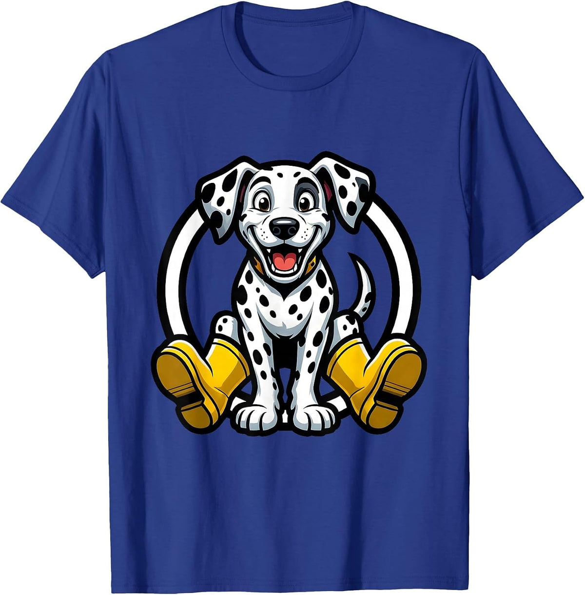 Men's Dalmatian in Rain Boots Cute Dog Graphic T-Shirt - Royal Blue