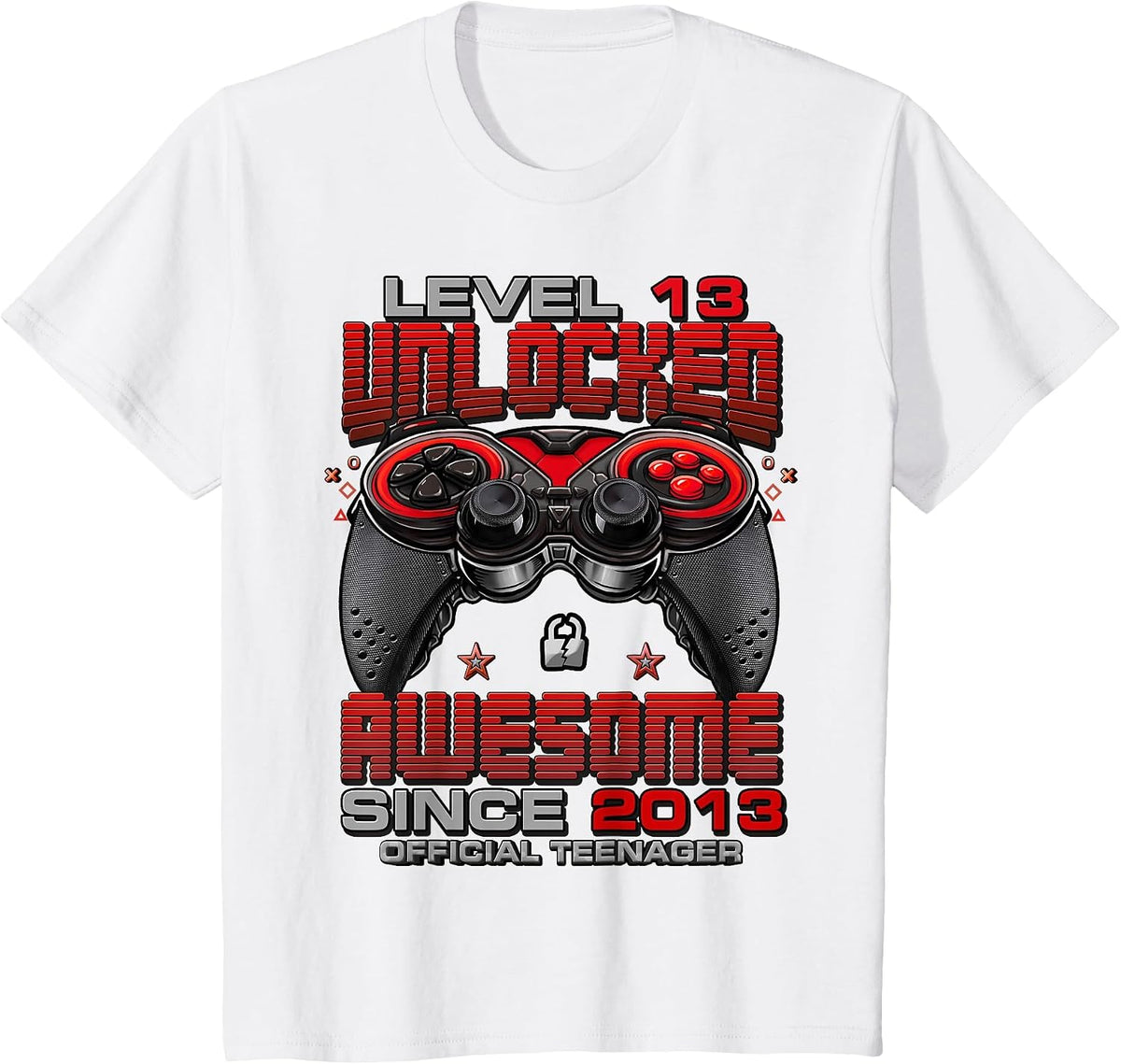 Level 13 Unlocked Awesome Since 2013 13th Birthday Gaming T-Shirt - White