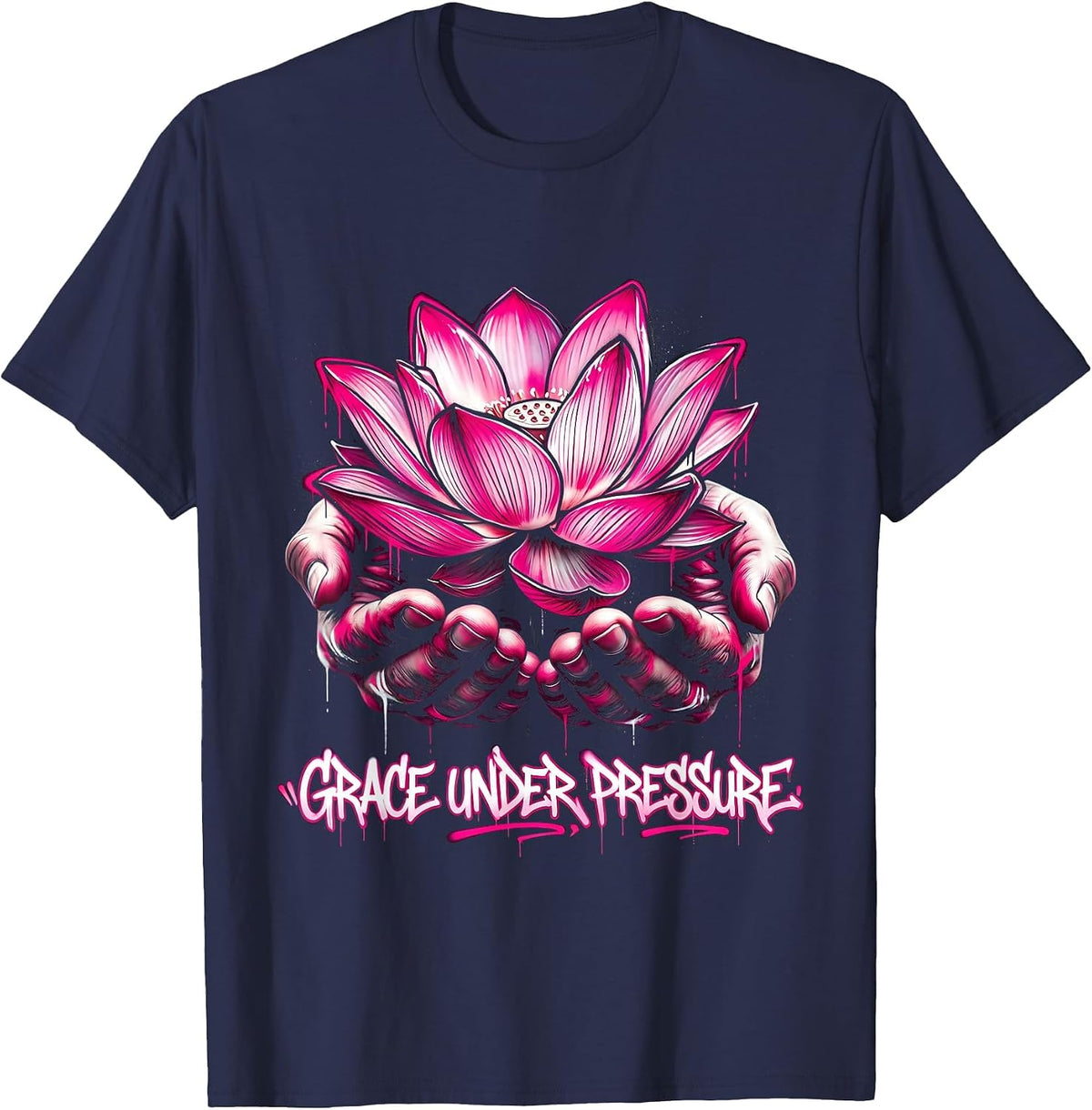 Grace Under Pressure Hospice Nurse Design T-Shirt - Navy Blue