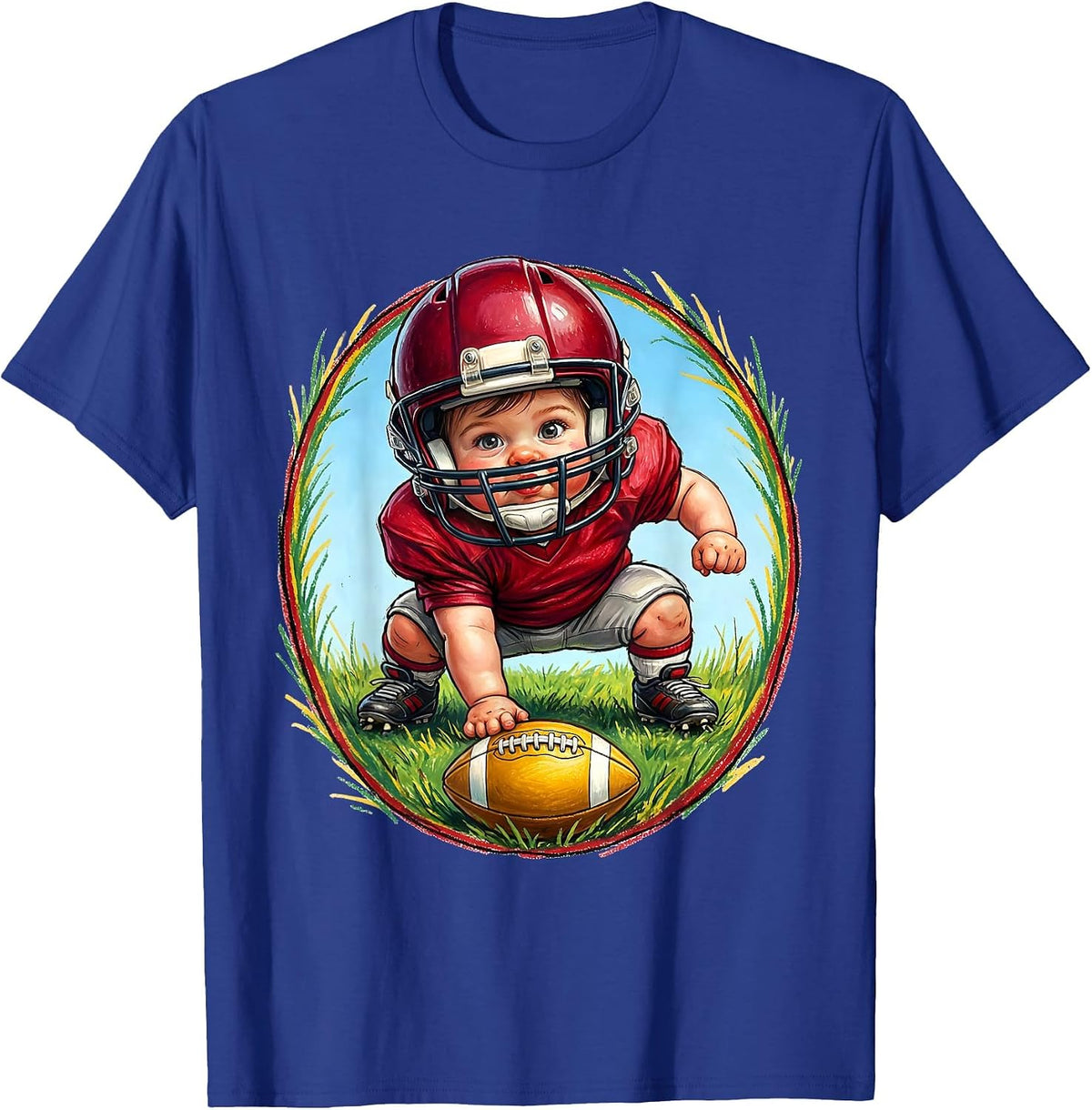 Toddler Football Baby Lineman Three-Point Stance T-Shirt - Royal Blue