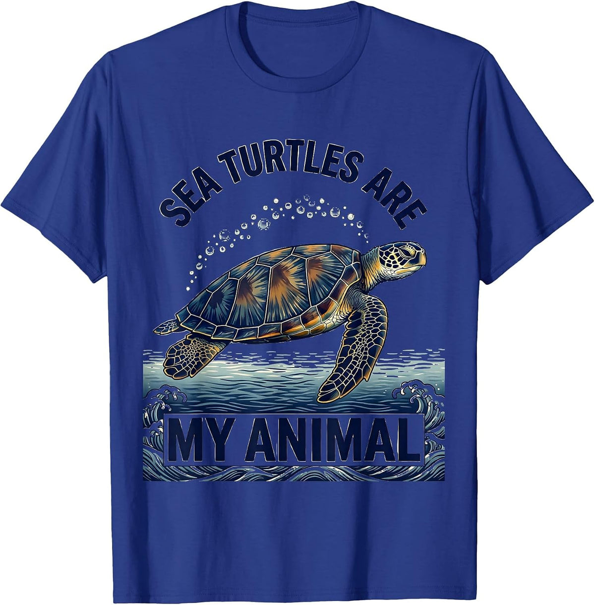 Men's Sea Turtles Are My Animal Ukiyo-e Ocean Animal Lover T-Shirt - Royal Blue