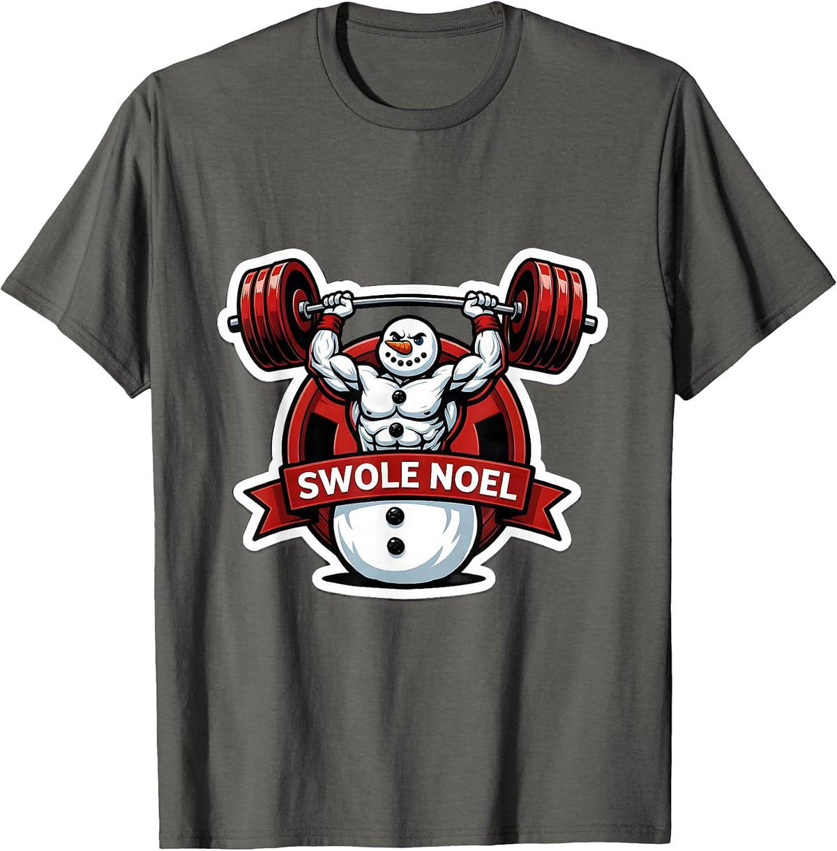 Men's Swole Noel Funny Christmas Gym Bodybuilding Workout T-Shirt - Asphalt Grey
