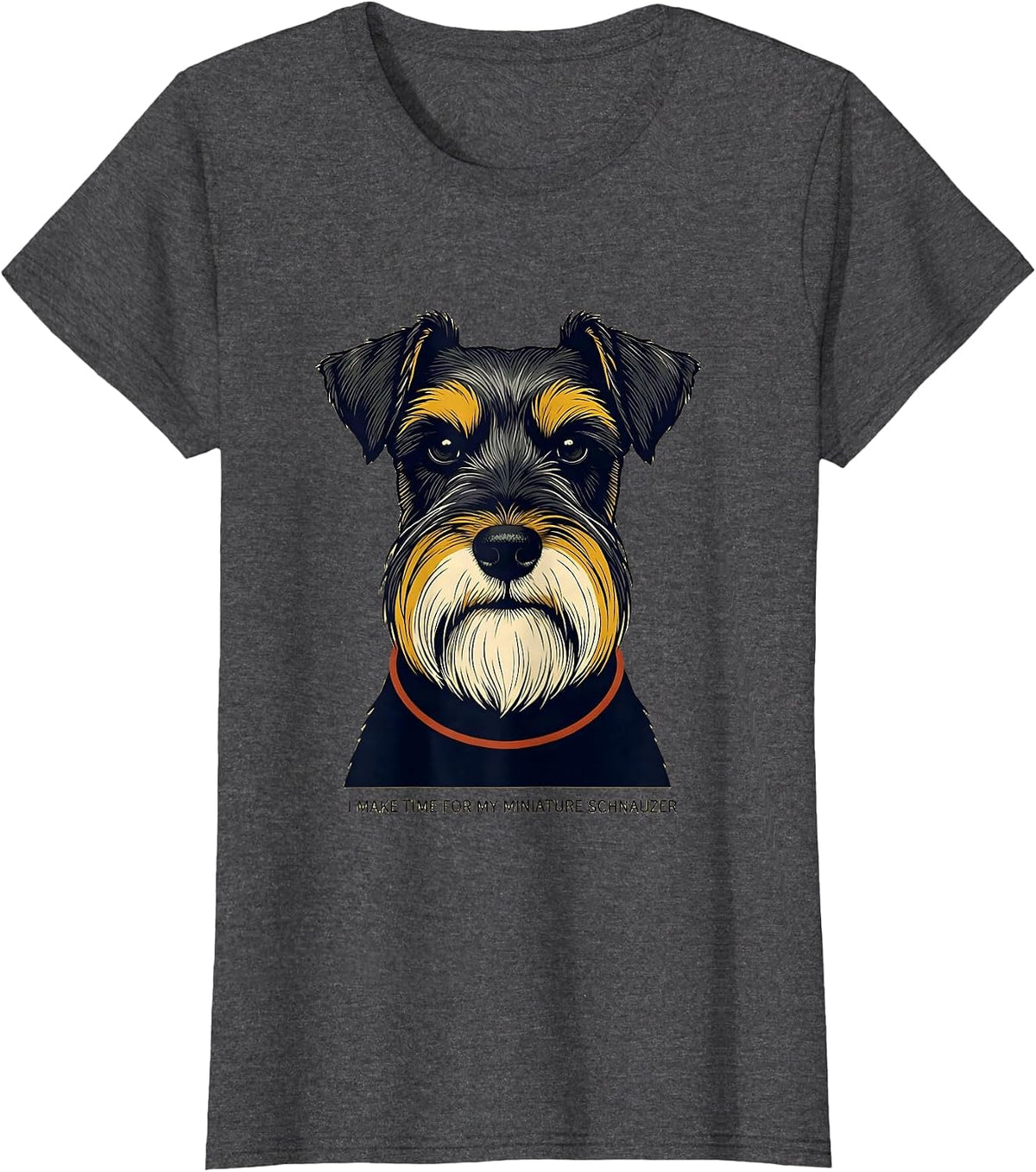 Women's I Make Time For My Miniature Schnauzer Funny Pet Lover Humor T-Shirt - Dark Heather Grey