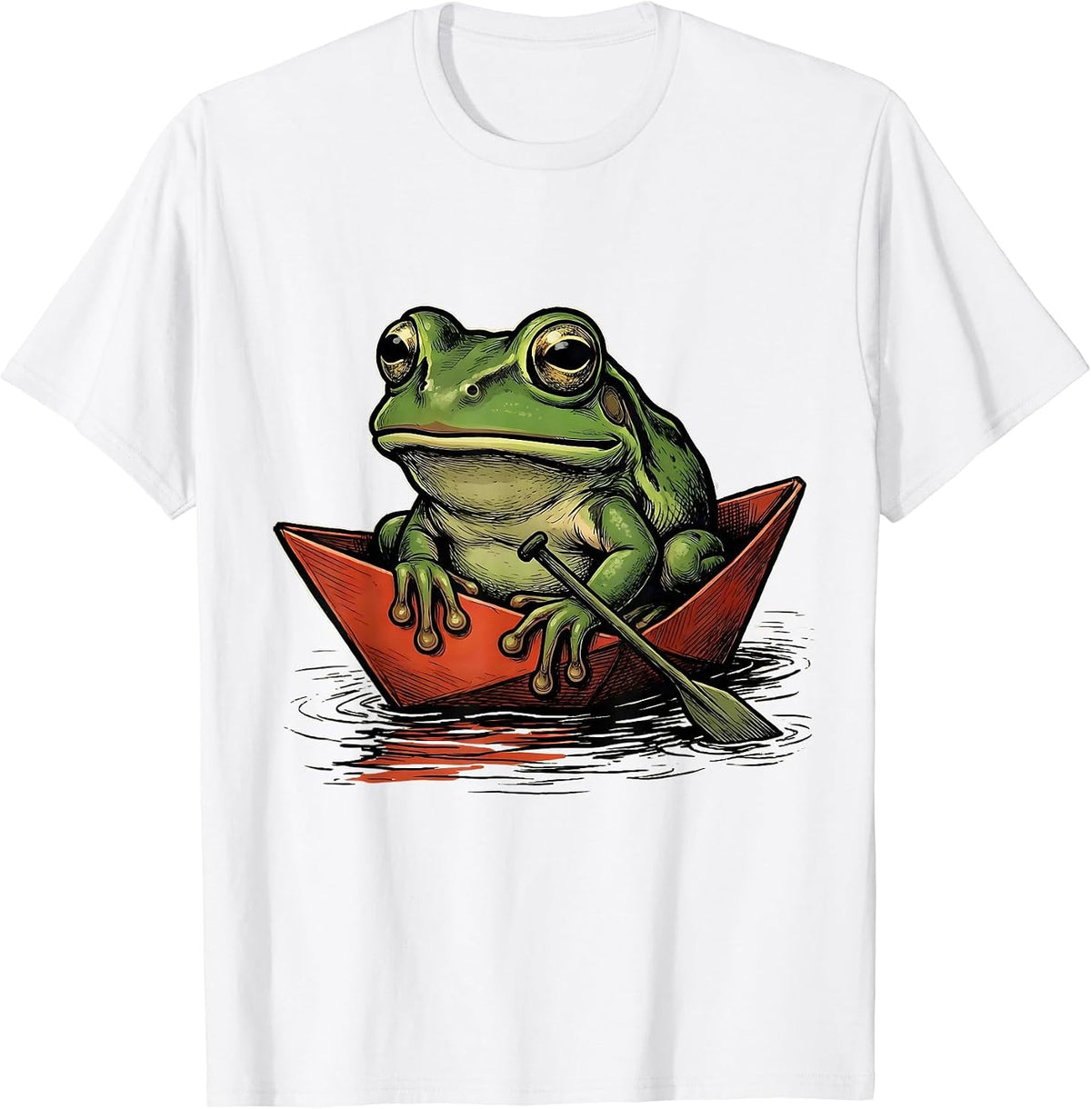 Men's Squat Frog Lounging Cartoon Humor Meme Lover T-Shirt - White