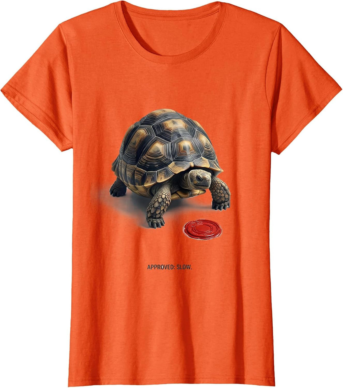 Slow Editorial Conceptual Turtle Lover Funny Novelty T-Shirt - Orange