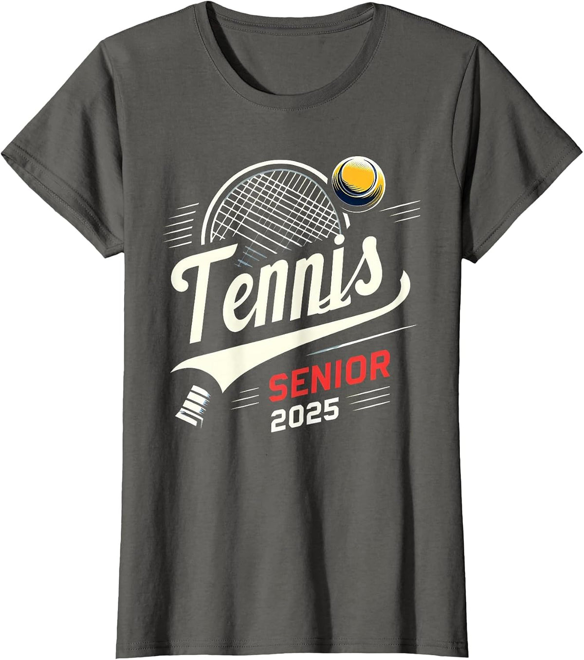 Tennis Senior 2025 Graduation Class of 2025 Graduate Pride T-Shirt - Asphalt Grey