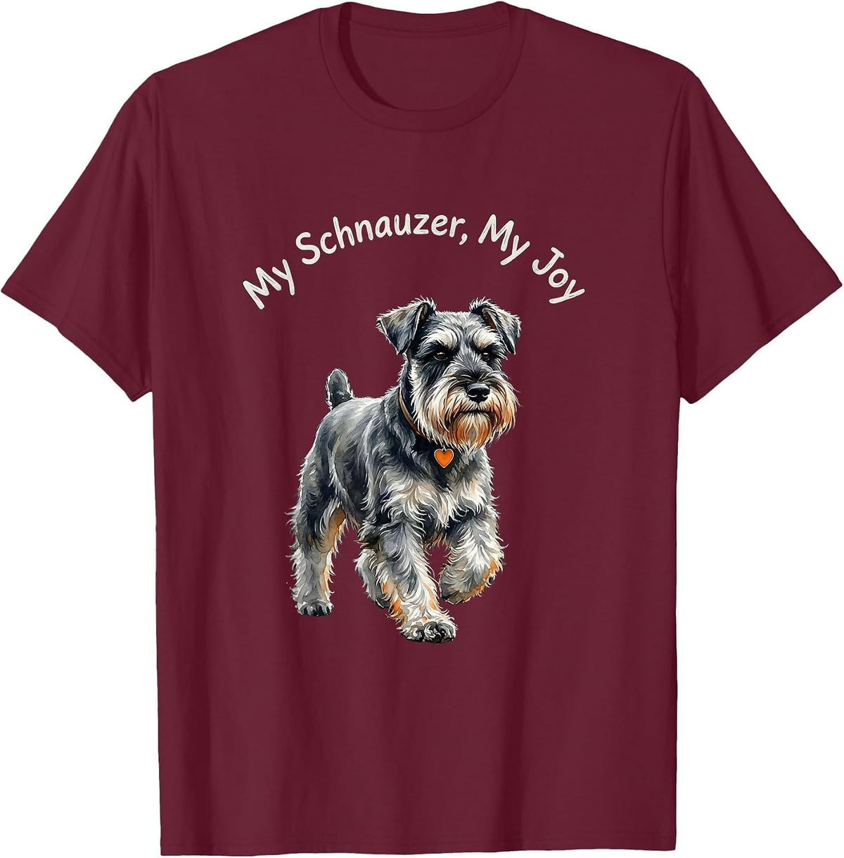 Men's My Schnauzer My Joy Watercolor Miniature Schnauzer Lover T-Shirt - Burgundy