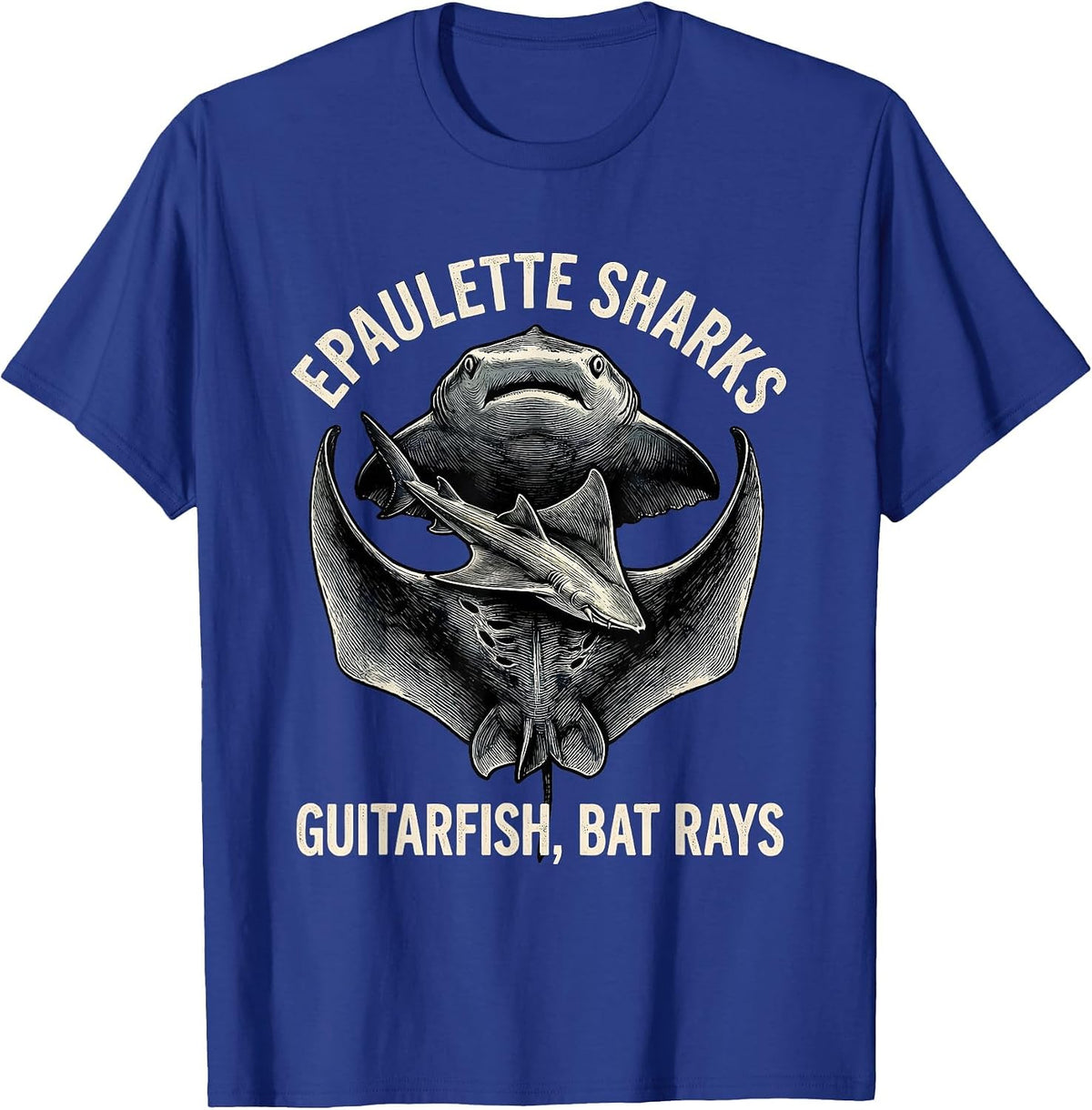 Epaulette Sharks, Guitarfish, Bat Rays Funny Ocean Animal T-Shirt - Royal Blue