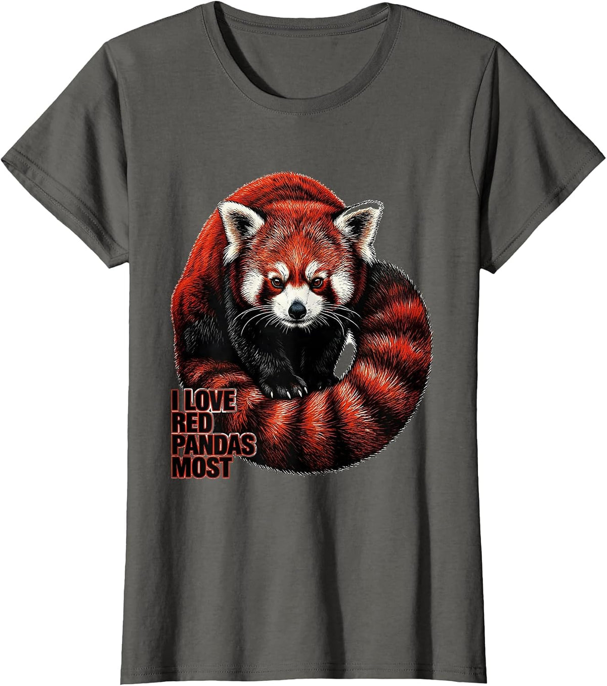 Women's I Love Red Pandas Most Funny Panda Lover Gift Cute Animal T-Shirt - Asphalt Grey