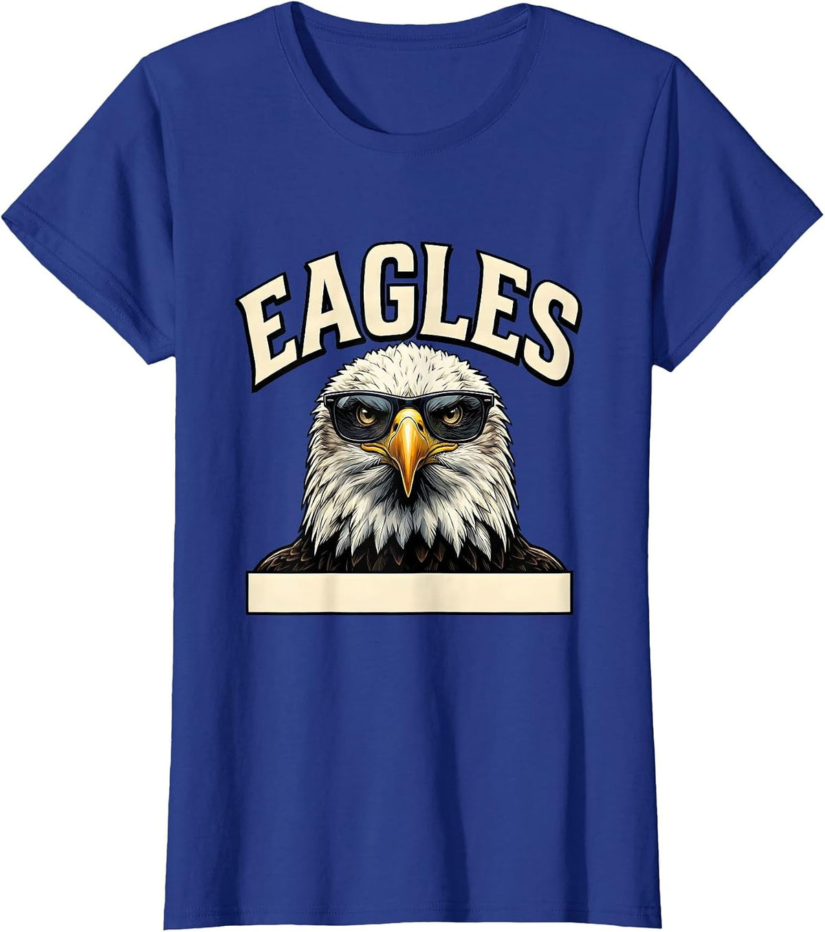 Women's EAGLES Funny Bald Eagle Sunglasses Mascot Humor T-Shirt - Royal Blue