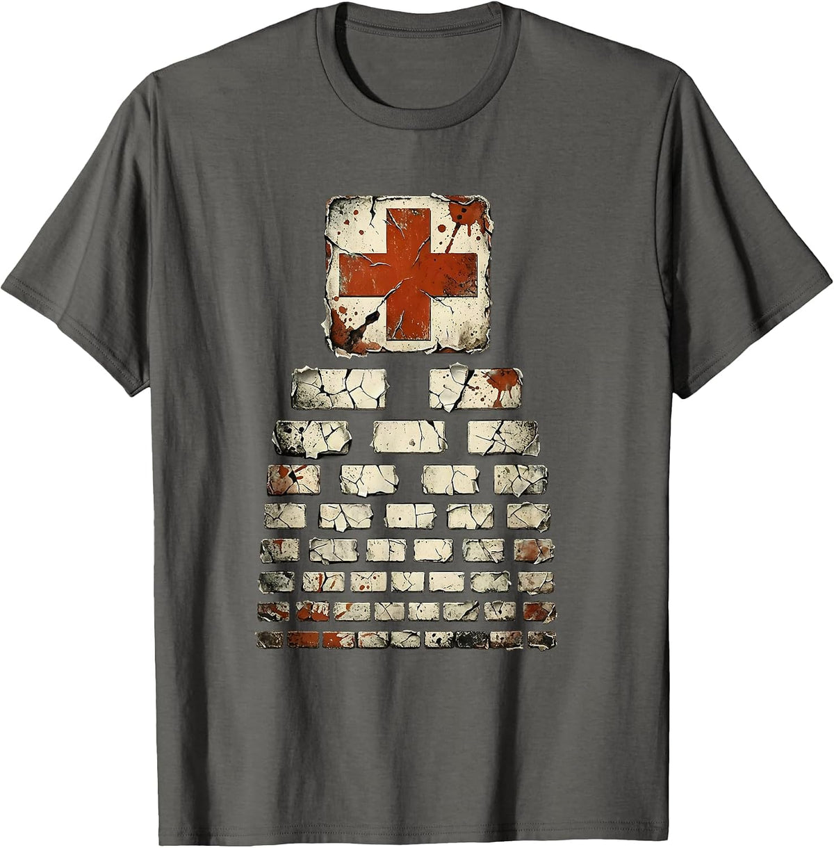 Men's School Nurse Eye Chart Graphic Design T-Shirt - Asphalt Grey