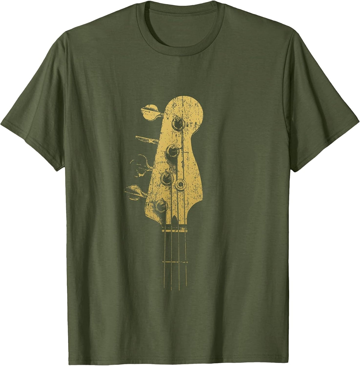 Vintage Bass Guitar Classy Headstock for Bassist T-Shirt - Olive Green