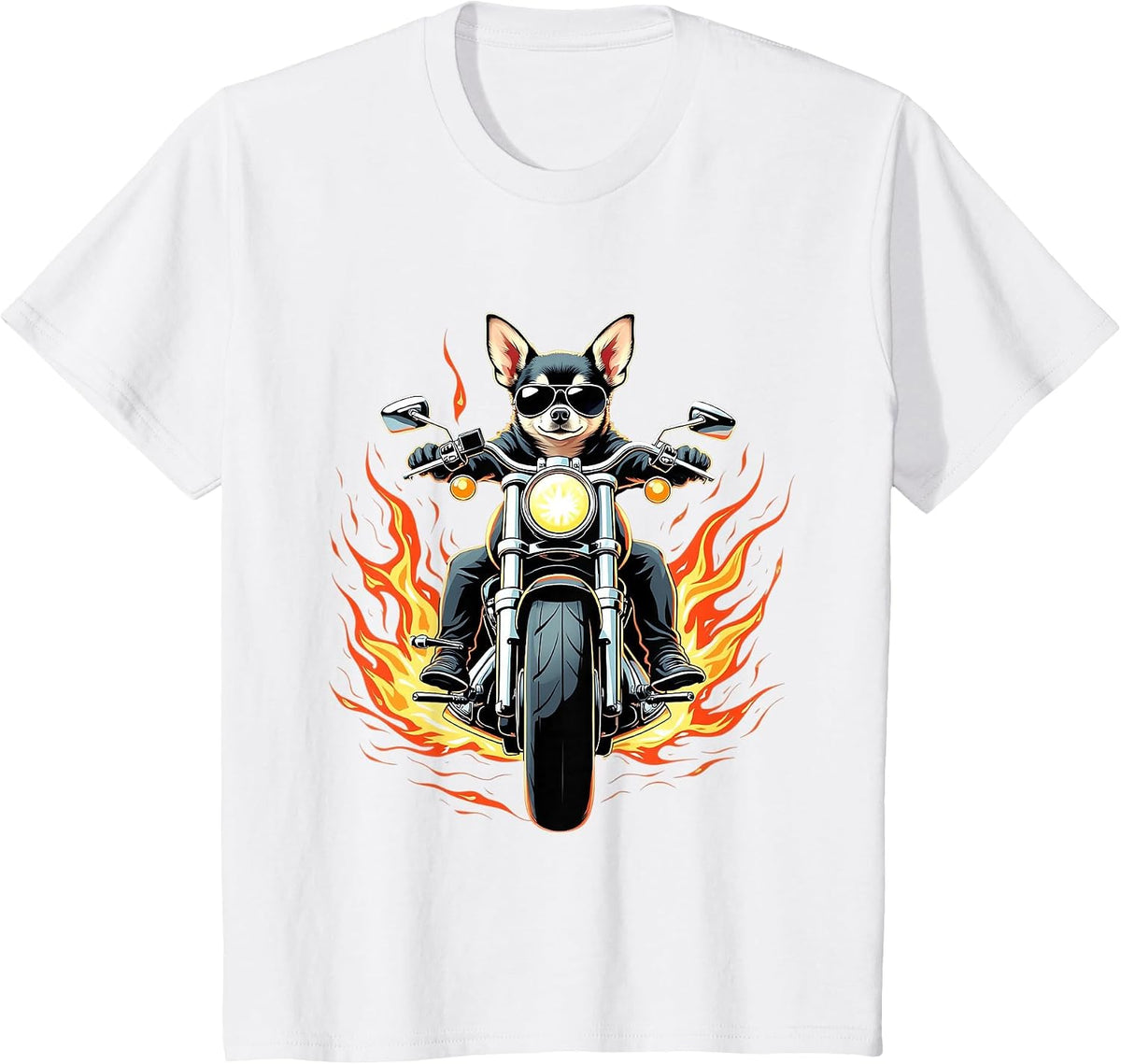 Funny Chihuahua Dog Riding a Motorcycle Chihuahua Lovers T-Shirt - White
