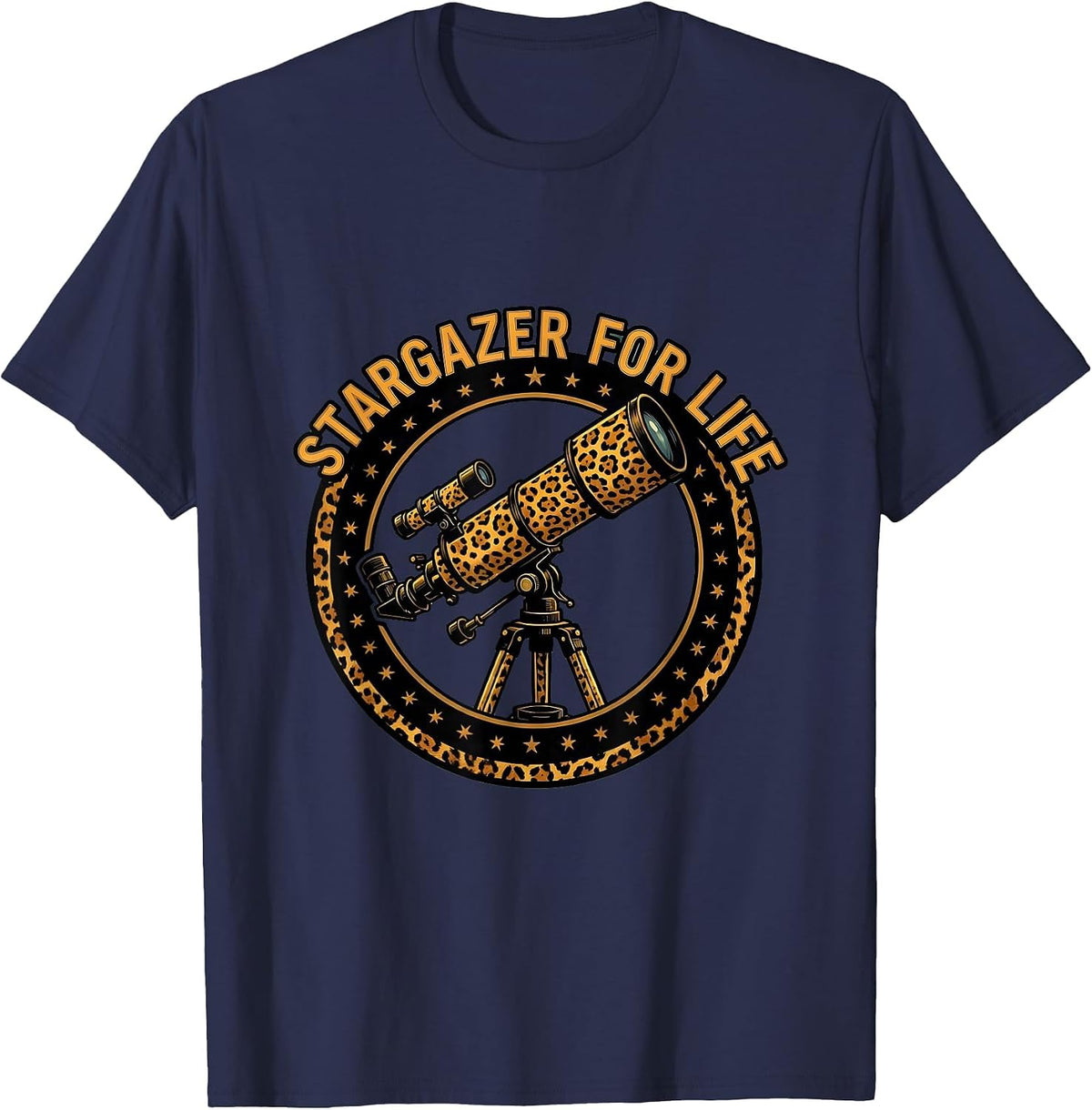 Stargazer For Life Astronomy Night Sky Design T-Shirt - Navy Blue